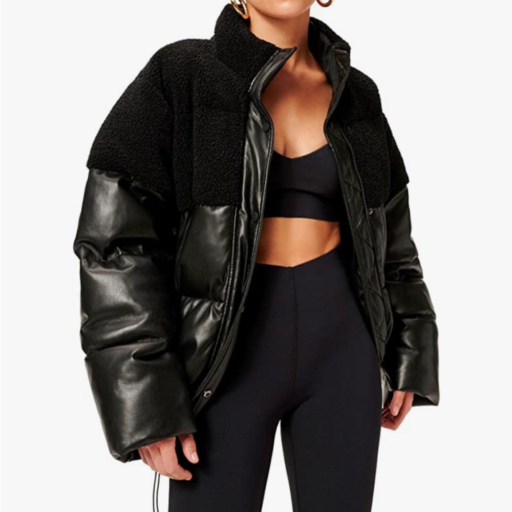 Good American Black Puffer Jacket